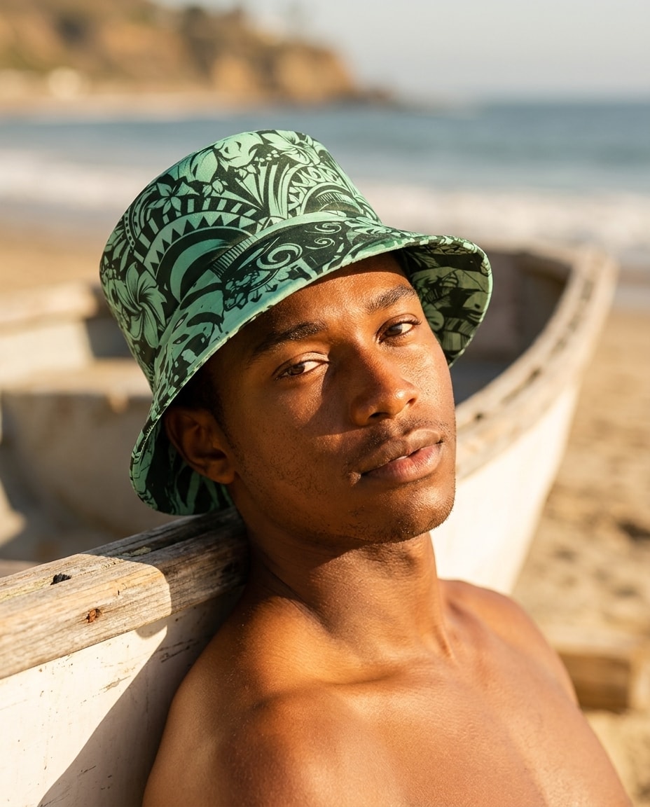 Bucket Hat in Runway Emerald Honua Uli