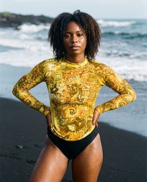 Women's Lemon Yellow Bakeneko women's rashguards