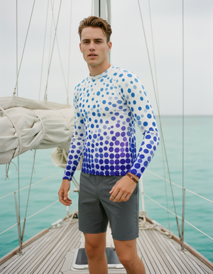 Men's Blue Aura Pixel men's short-sleeve rashguards