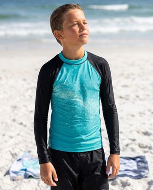 Boys Turquoise Pixelate boys youth rashguards