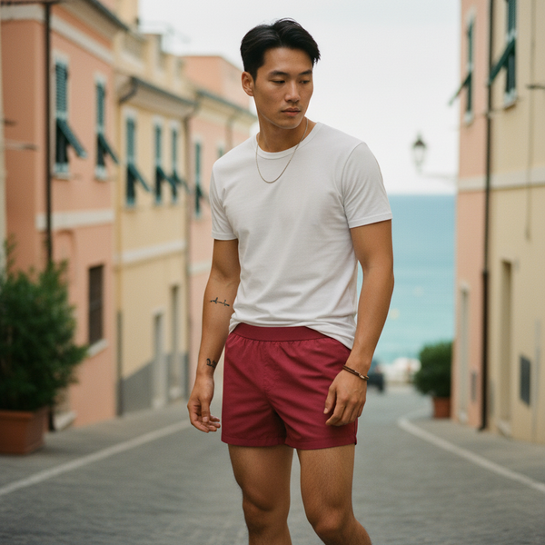 Men's Swim Trunks in Cranberry