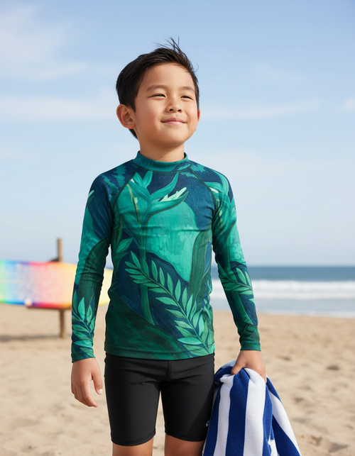 Kids Turquoise Tropique kids rashguards