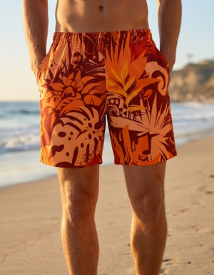 Citrus Orange Makani Poni men's swim trunks