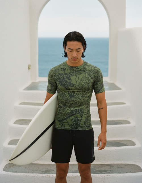 Forest Green Ember Rash Guard Men's Rashguard — Lolekai