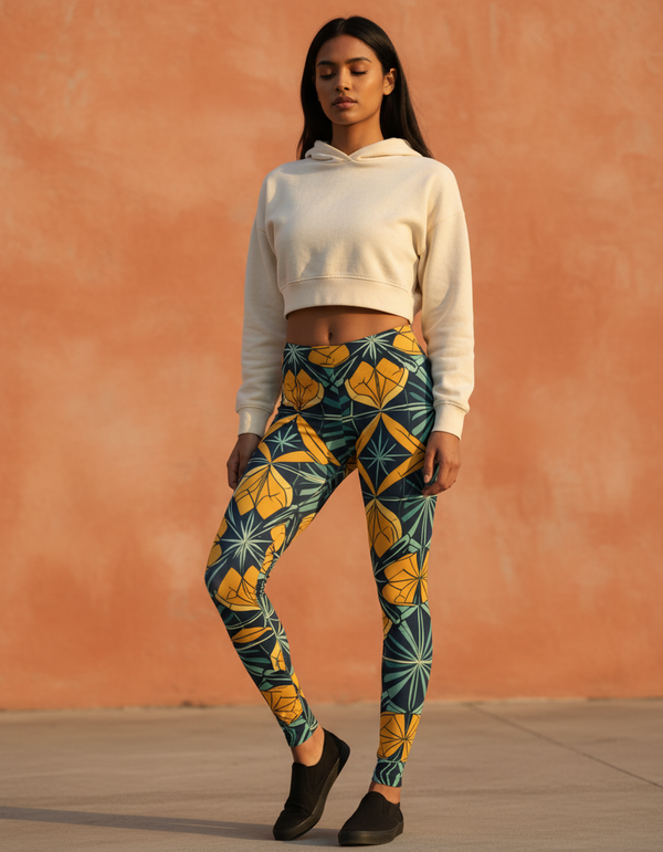 Geometric Azulejo leggings