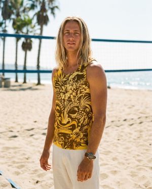 Men's Yellow Honua Lehua men's tank tops