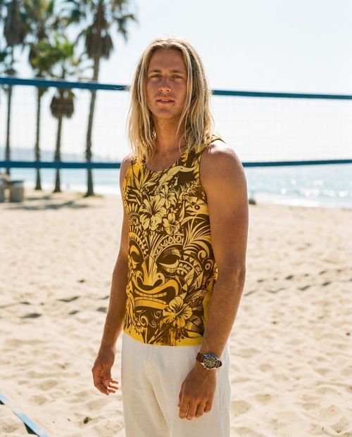Yellow Honua Lehua Tank Top Men's Tank Top — Lolekai