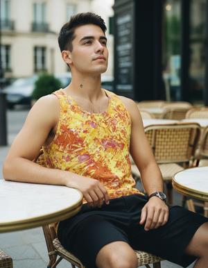 Men's Citrus Orange Glint men's tank tops
