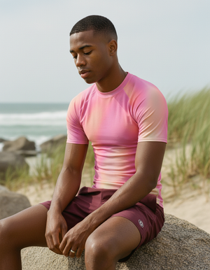 Neon Pink Chroma Rash Guard Men's Rashguard — Lolekai