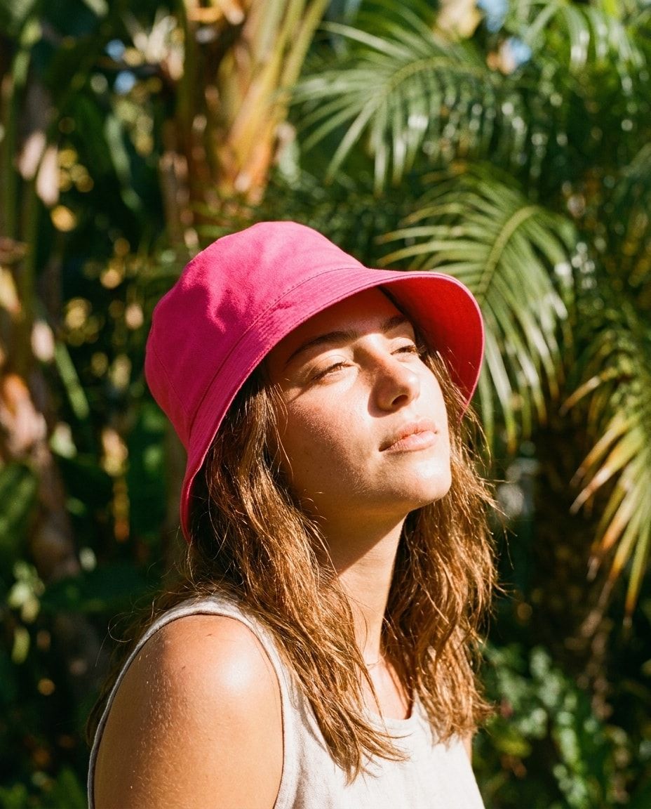Hot Pink Basil & Pistachio bucket hats