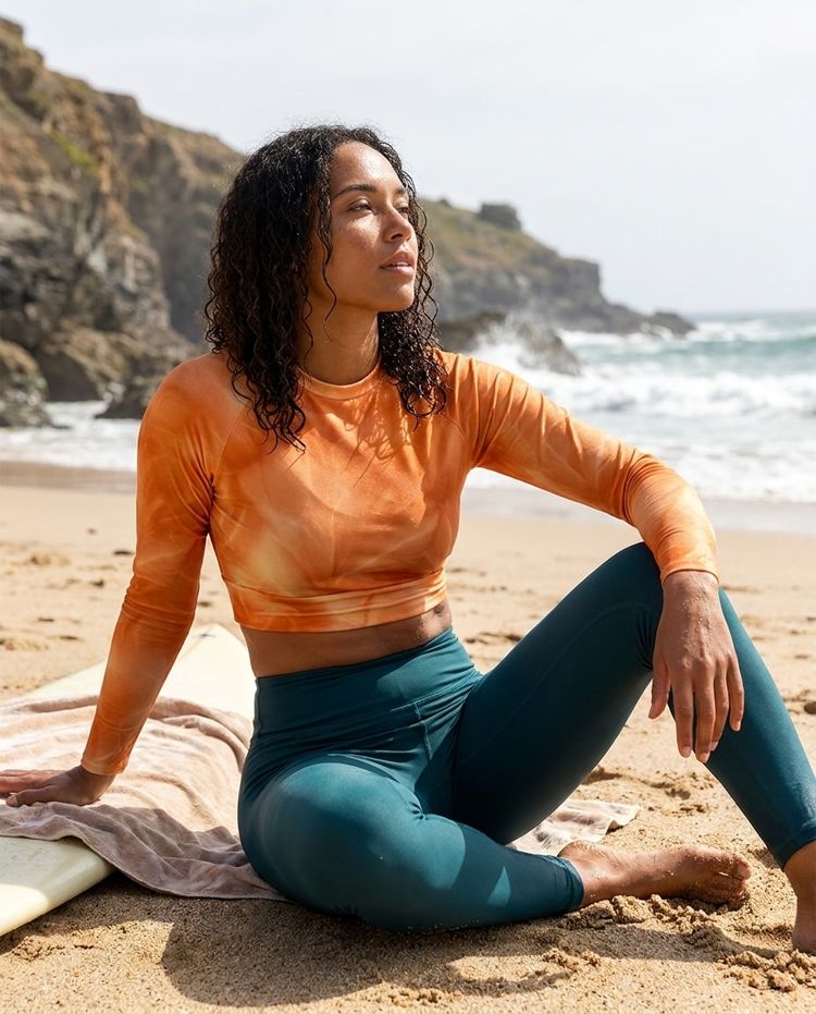 Women's Citrus Orange Frost women's crop-top rashguards