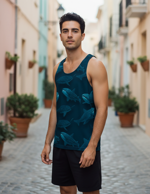 Men's Blue Aura Azure tank tops