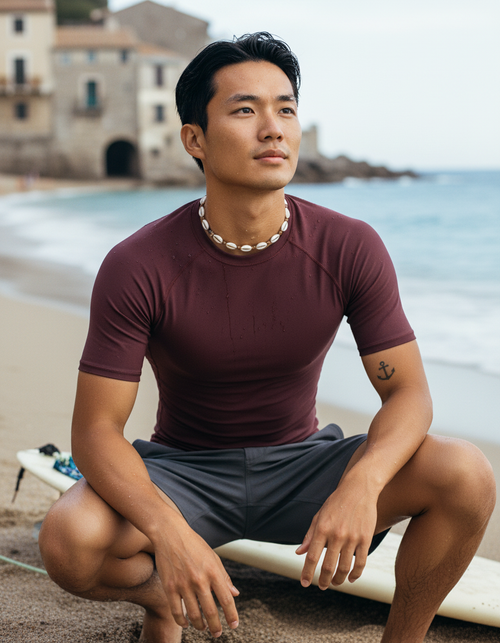 Bordeaux Rash Guard Men's Rashguard — Lolekai