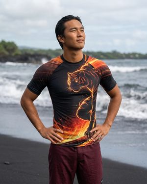 Men's Neon Tiger Surfer men's rashguards