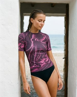Amaranth Neon Octopus Surfer Rash Guard Men's Rashguard — Lolekai