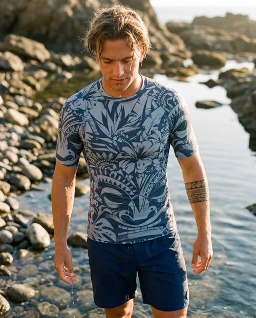 Blue Aura Honua Uli Rash Guard Men's Rashguard — Lolekai