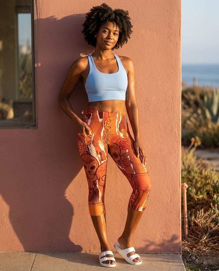 Burnt Sienna Cempasuchil swim & gym leggings