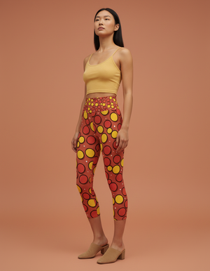 Burnt Sienna Mosaic Leggings Capri Yoga Leggings — Dripper