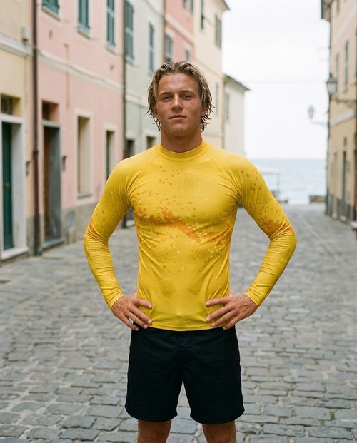 Lemon Yellow Ember Rash Guard Men's Rashguard — Lolekai