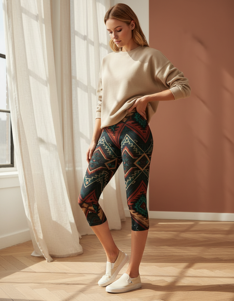 Women's Navajo Pattern Capri Leggings