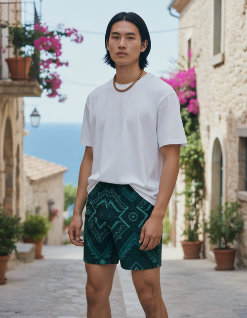 Turquoise Woven Men's Swim Trunks Men's Swim Trunks — Dripper