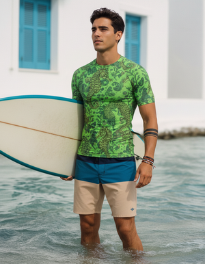 Men's Neon Green Triton men's short-sleeve rashguards