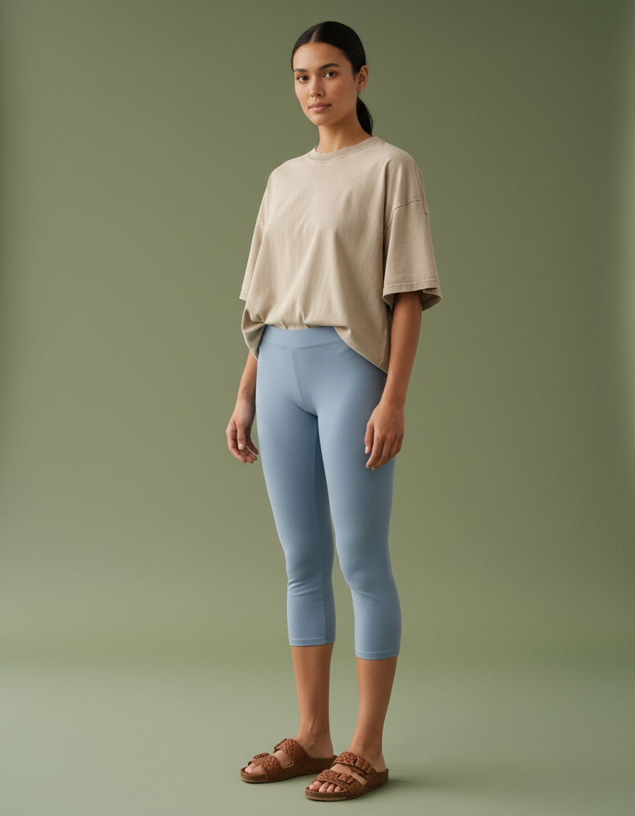 Capri Leggings in Blue Aura