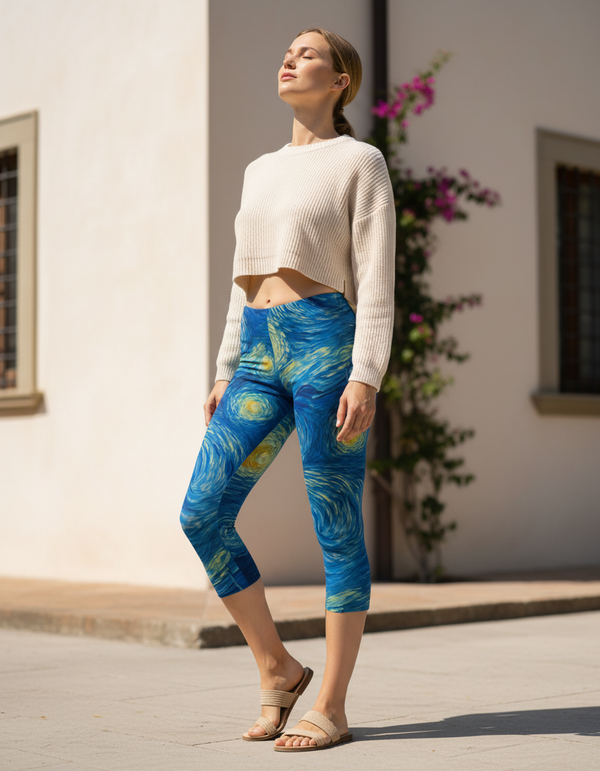 Van Gogh Starry Night capri leggings