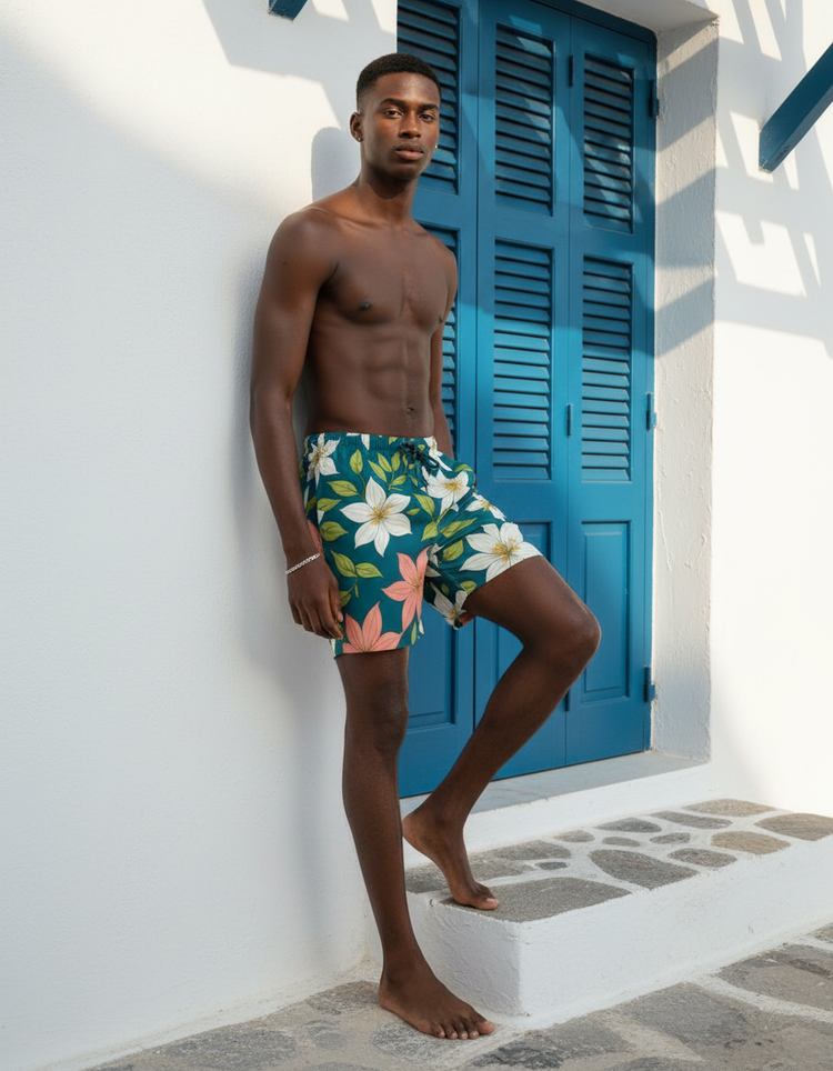 Elysian Bloom Jasmine Men's Swim Trunks