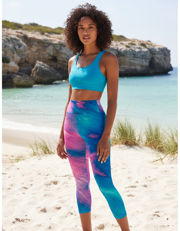 Ice-dye Collection capri yoga leggings