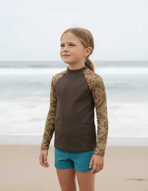 Coffee Bean Sari Kids Rash Guard Kids Rash Guard — Dripper