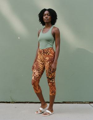 Citrus Orange Oasis Leggings Capri Leggings — Dripper