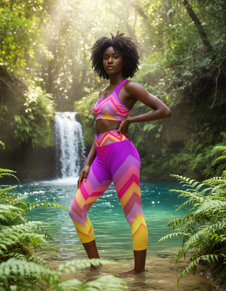 Women's Chevron Yoga Capri Leggings