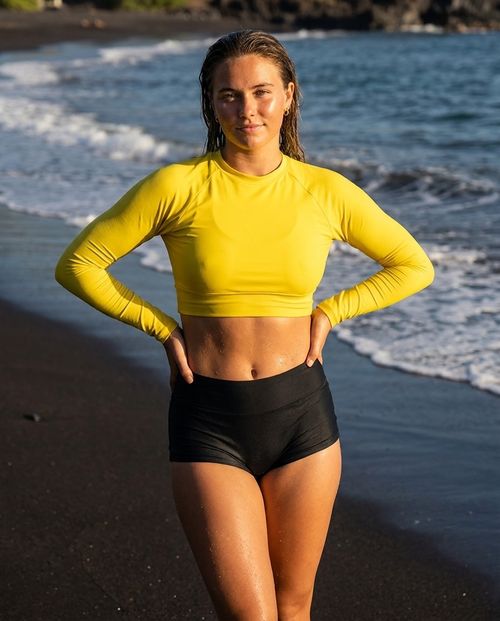 Women's Citrine Crop Top Rash Guard Women's Crop-Top Rashguard — Lolekai
