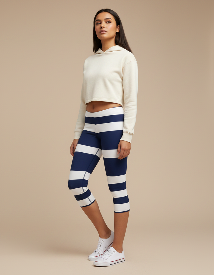 Women's Nautical Stripe Capri Leggings