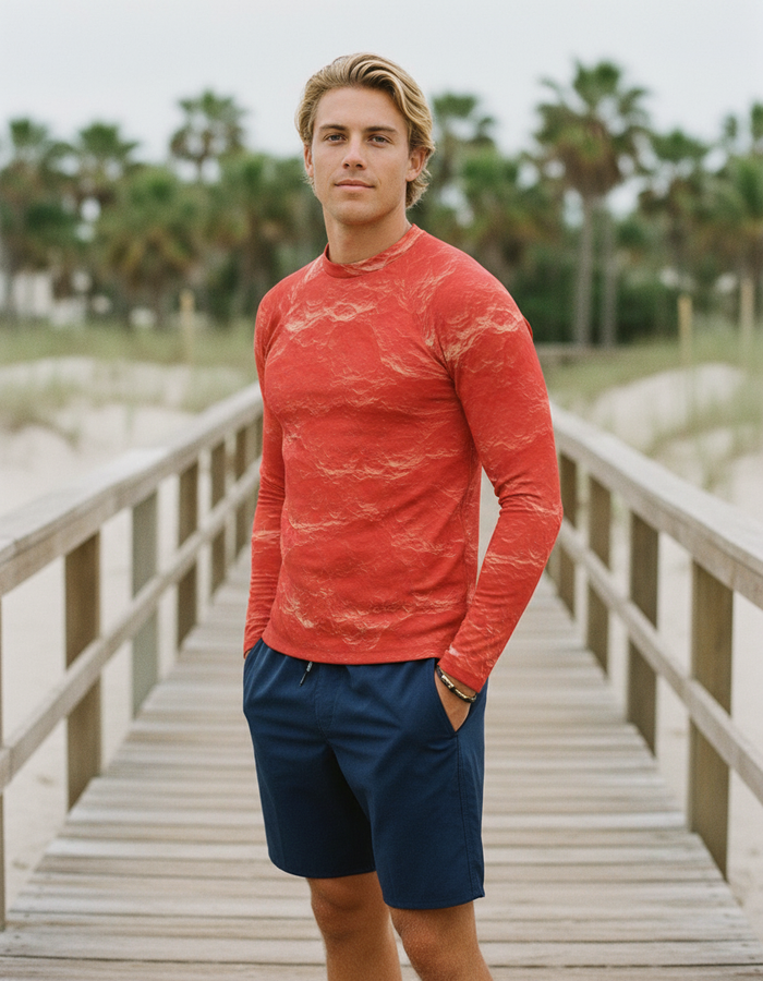 Rashguard — Men's Neon Coral Eclipse