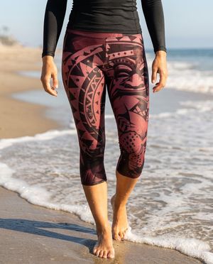 Amaranth Koa Lehua swim & gym capri leggings