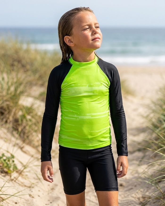 Rashguard — Girls Lime Mosaic