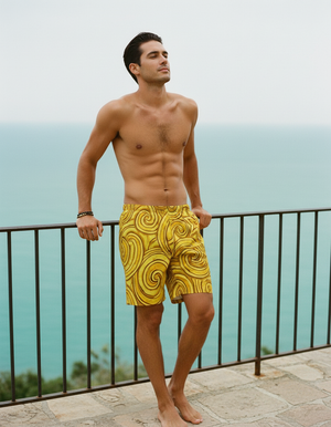 Yellow Spectrum men's swim trunks