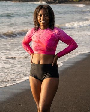 Women's Electric Fuchsia Zest women's crop-top rashguards