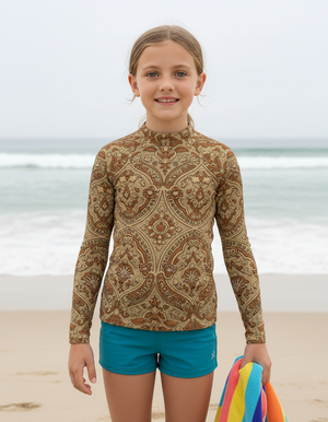 Coffee Bean Sari Kids Rash Guard Kids Rash Guard — Dripper