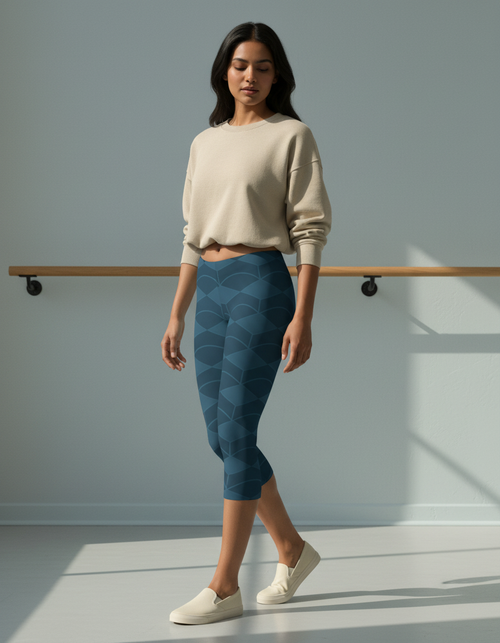 Blue Aura Tsuki Capri Leggings Capri Leggings — Dripper