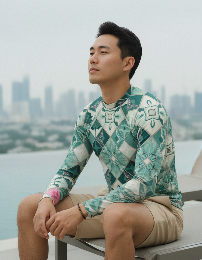 Rashguard — Men's Transformative Teal Poppy
