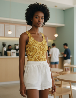 Women's Lemon Yellow Kavya tank tops