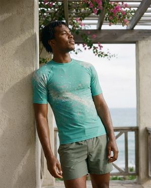 Men's Neon Turquoise Pixelate men's rashguards