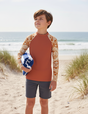 Kids Burnt Sienna Burst kids rashguards