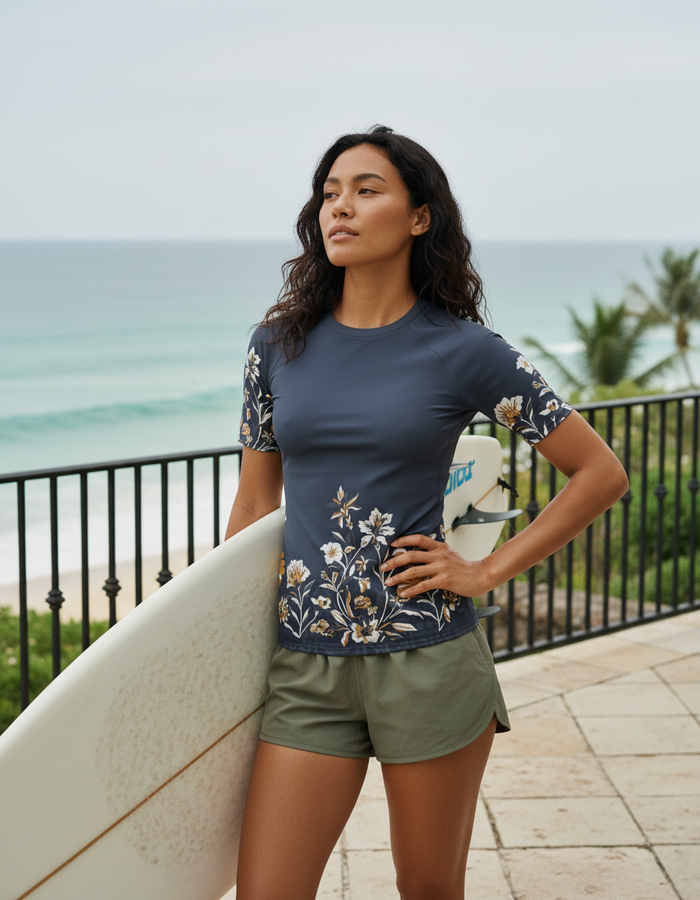 Rashguard — Women's Indigo / Earth Multi Kapa Tapa