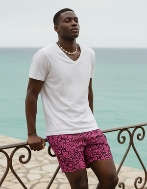 Hot Pink Banyu men's swim trunks