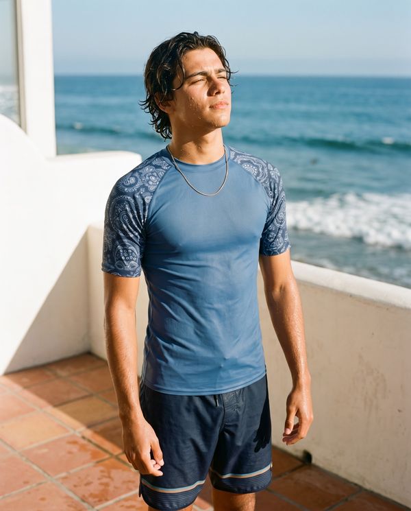 Men's Black and White Patterns Rash Guard