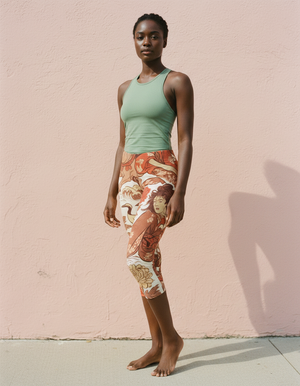 Fiery Red Kintsugi Capri Leggings Capri Leggings — Dripper